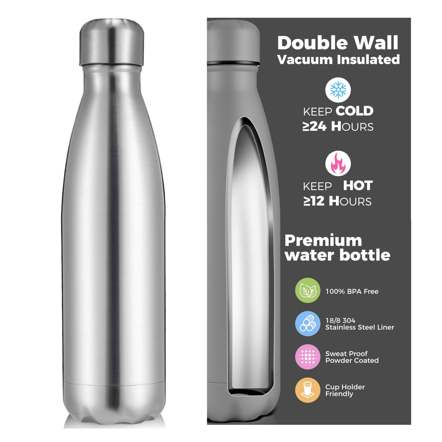 Water Bottle Blank - الرياضة في الهواء الطلق جدار مزدوج