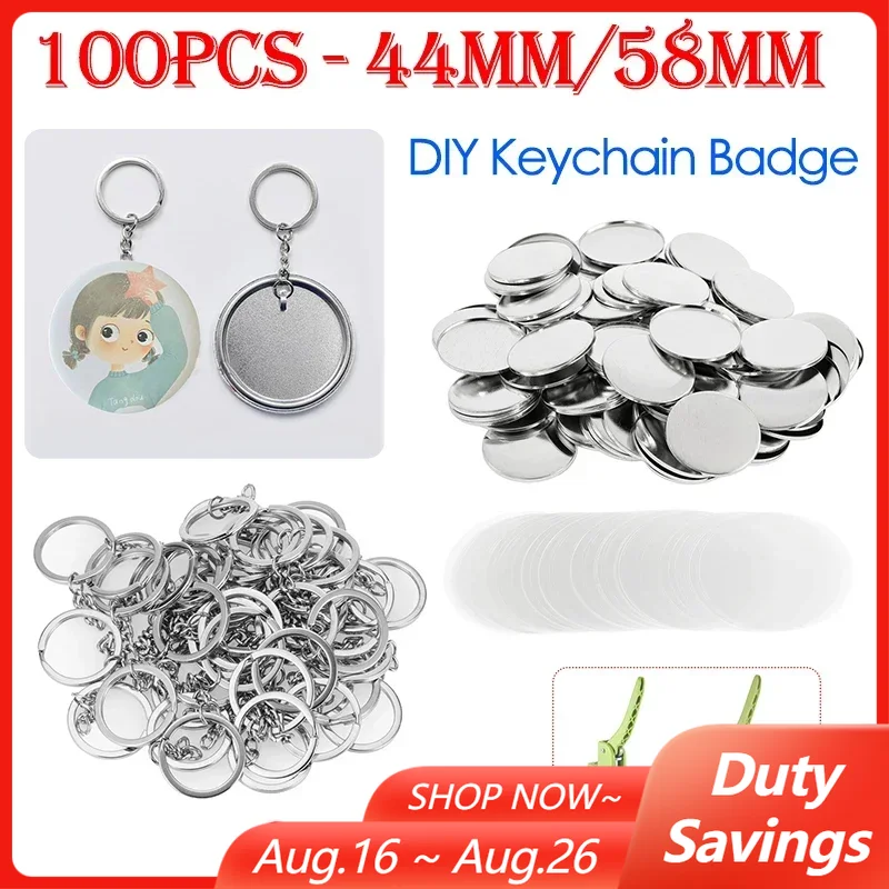 100 قطعة 44 مللي متر 58 مللي م - مراجعة Button Badge Blank وسعره