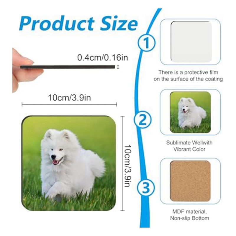 24 قطعة من قواعد الأكواب التسا - مراجعة Coaster Sublimation Blank وسعره